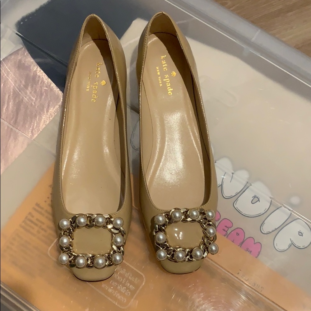 Kate Spade jewelled nude leather flats